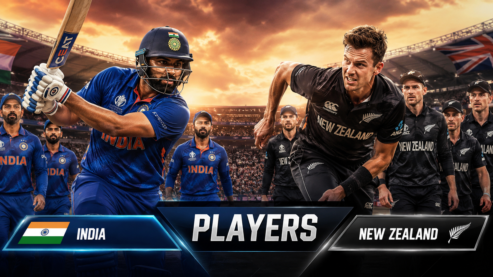 India National Cricket Team Vs New Zealand National Cricket Team Players