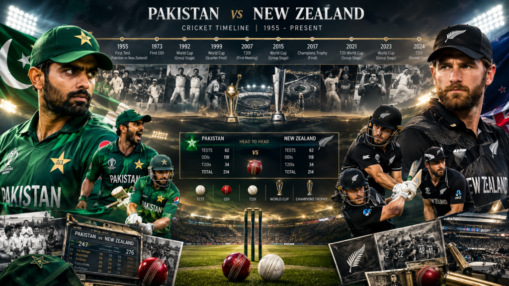 Pakistan National Cricket Team Vs New Zealand National Cricket Team Timeline